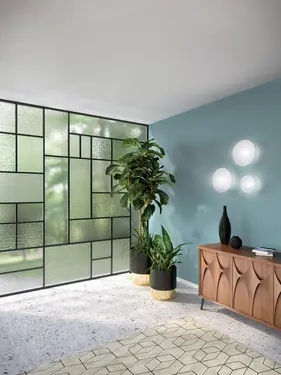 Szkło ornamentowe dekoracyjne DECORGLASS - materiał poglądowy Saint-Gobain